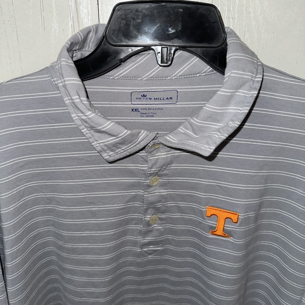 Peter Millar Mens Solid Performance Jersey Polo Shirt Tennessee Volunteers XXL